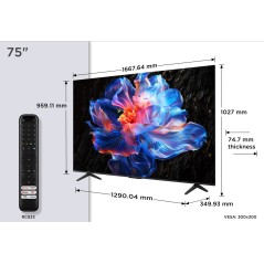 TCL 75P69K 75" 4K UHD TV - Stunning Black Design, Exceptional Viewing Experience, Model 5901292527792
